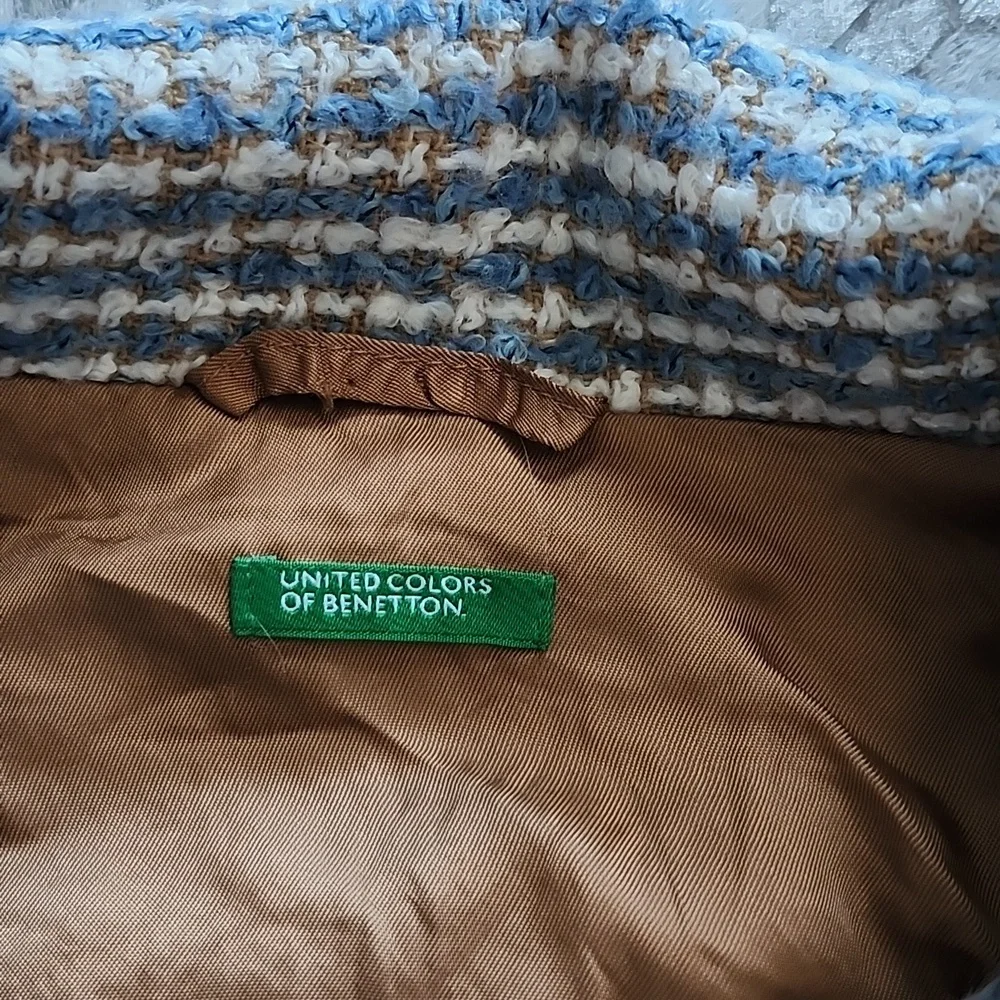 United Colors Of Benetton Tweed Skirt  Blazer Suit Sz42 Vintage